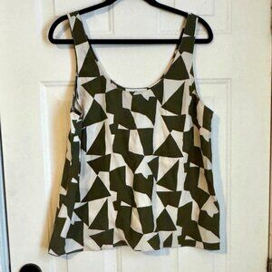 NWT | Banana Republic | White/Green Silk Tank | Large